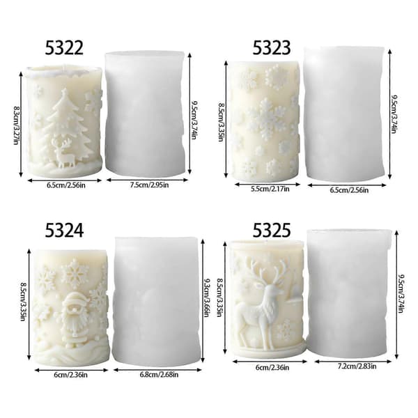 Silikoneforme Julelysforme Snefnug Cylinder Epoxyharpiksforme Gipsforme til Lysfremstilling Flerfarvet