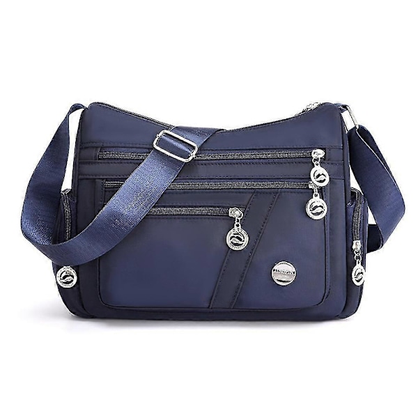 Damväska i Canvas med Flera Fack, Axelväska, Vattentät Messenger Bag blue