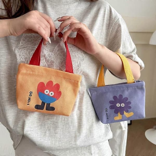 Lerretspose Koreansk Stil Små Vesker Dame Håndveske Mini Hånd Snackpose Lunsjpose blue