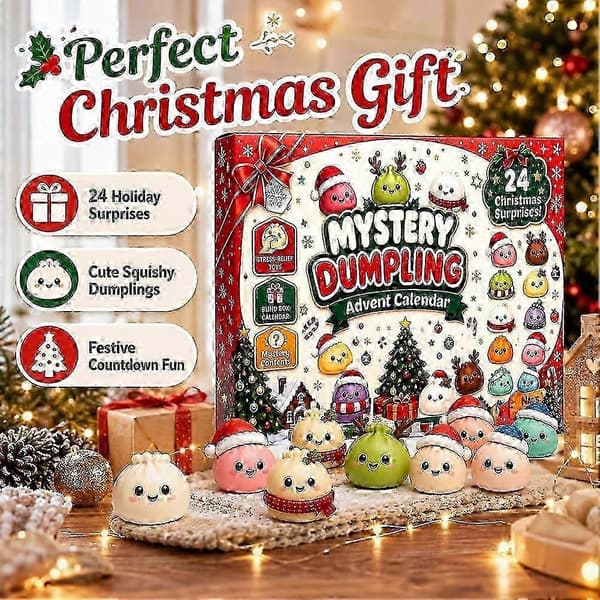 2026 Squishies Adventskalender 24 dagar Julnedräkning med överraskande dumplingleksaker för barnpresent