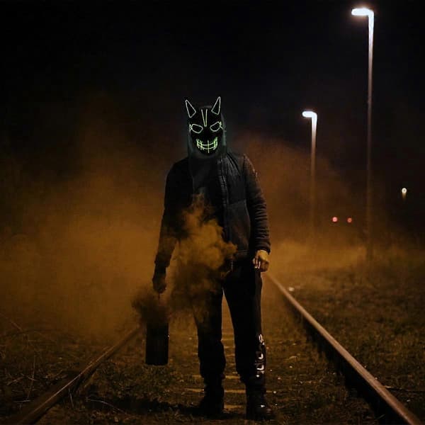 Lysande vargmask för fest, läskig LED-dekoration
