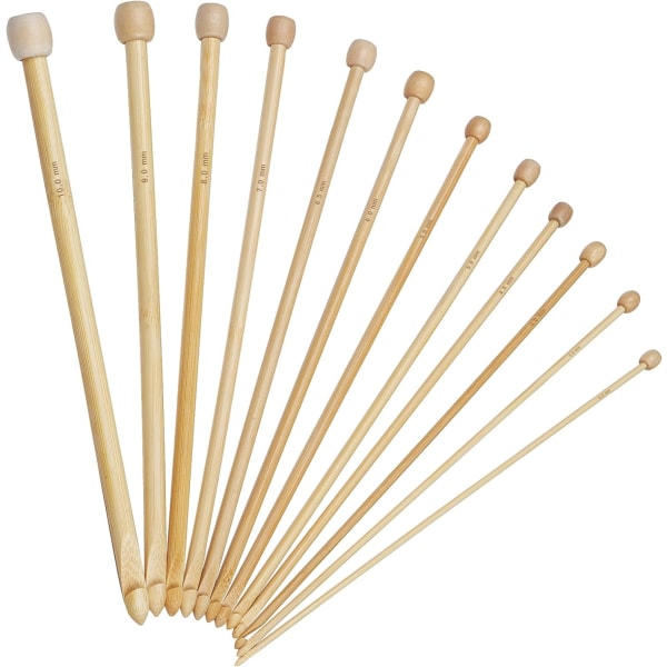 12 ST Tunisiska virknålar, karboniserad bambu- set Långa afghanska virknålar för virkning, 3,0 mm(D)-10,0 mm(N), vävverktyg för nybörjare