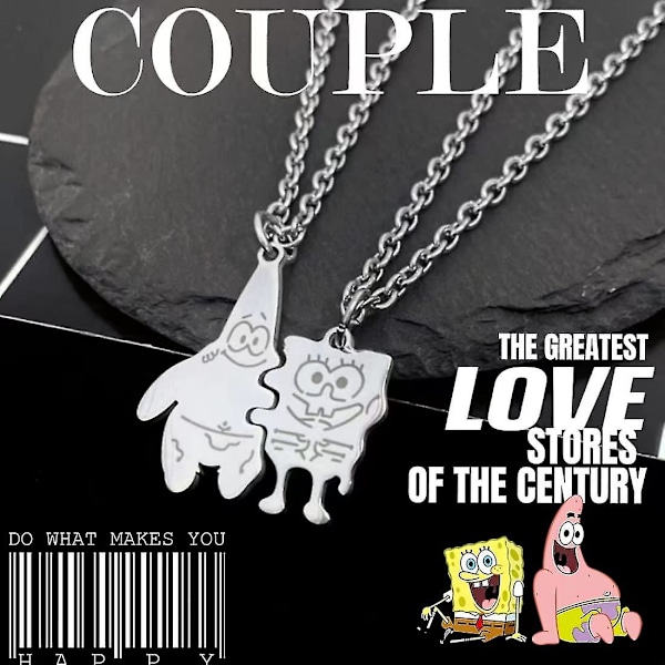 2-pack Söt Anime Bästa Vän Halsband, Parhalsband Mångsidigt Herr- och Dammode Halsband Kedja Nät Röd Hip Hop Tillbehör