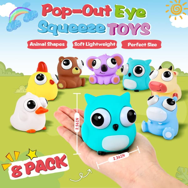 8-pack djur-squishy fidget-leksaker, söta squishies-leksaker för barn och vuxna