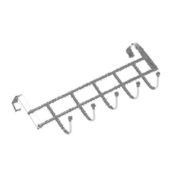 2x 5 Hooks Over Door Home Bathroom Kitchen Coat Towel Hanger Rack, silver