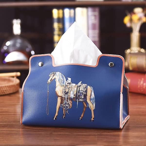 Retro Møbel Servietboks Læder Servietholder Skrivebord Universal Organizer, C