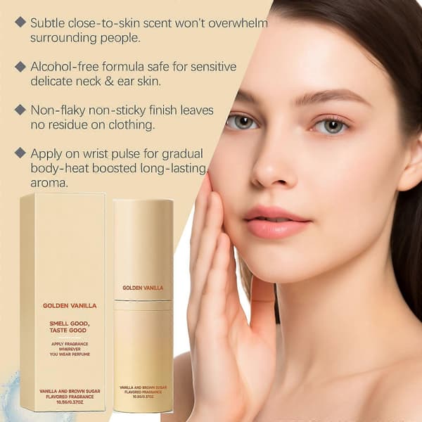 Golden Vanilla Solid Fragrance Stick, 10.5g Växtextrakt Infunderad Bärbar Balm Parfym