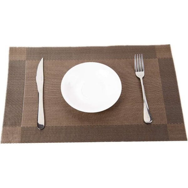 Tvättbara bordstabletter PVC bordstabletter, rektangulärt bordstablett papper Halkfri Slitskyddsdämpare Värmebeständig dekoration bordstabletter (brun)