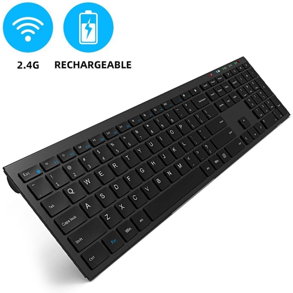 109 nycklar 2.4G trådlös laddning tangentbord laptop kontor universal trådlöst tangentbord-svart