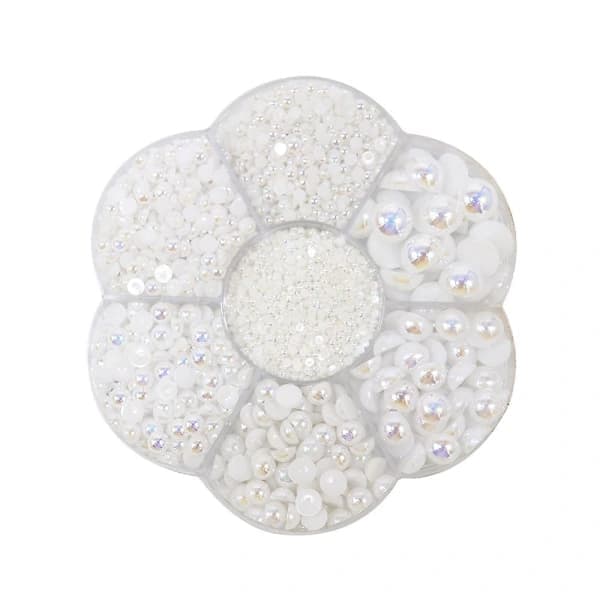 Flat Back Pearl Kit with Half-Round Back – 5600 White Pearls for DIY Manicure & Crafts