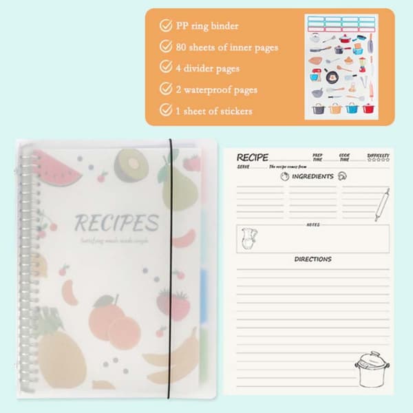 DIY Recipe Journal - Empty Recipe Book Binder for Home Cooking, 80 Pages