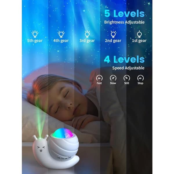 5-in-1 Starry Sky Projector Night Light, Kids Night Light with Aurora, Galaxy Projector with Speaker and Remote Control, White