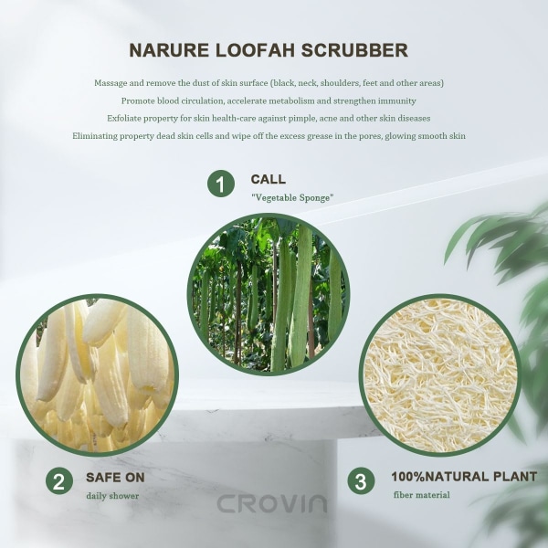 Naturlig Loofah-svamp för att exfoliera och stärka din döda hud, gjord med naturlig Luffa Fiber-svamp, Scurbber Clean Your Body Deeply Pack om 2
