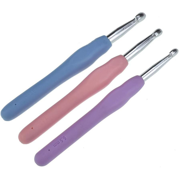3 stk. hæklenåle i store størrelser Ergonomiske hæklenåle (6,5 mm/7,0 mm/8,0 mm) Strikkesæt værktøj til at strikke sweater, tørklæde og hat