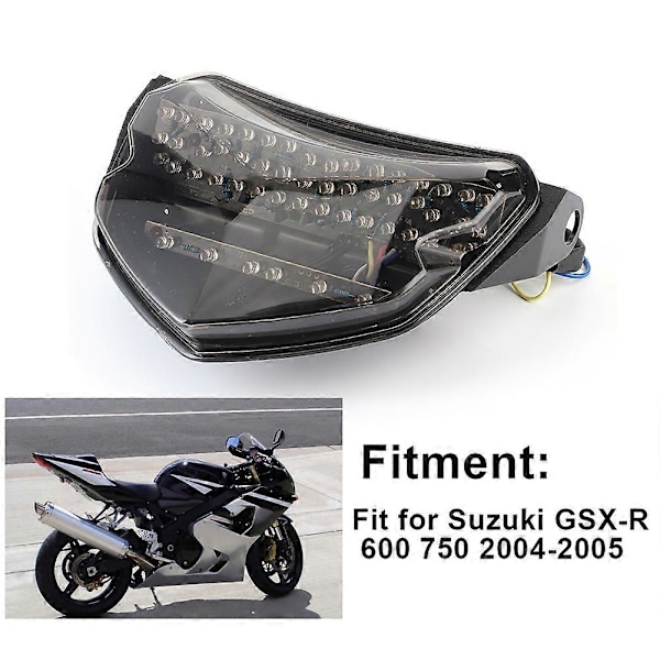 LED Baklys Blinklys Lampe Røykfarget Linse Passer Suzuki GSX R 600 750 2004-2005