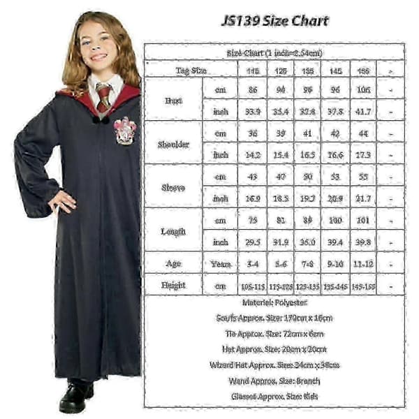 Harry Potter 6-dels sett Magisk Trollmann Cosplay Kostyme Kappe - S