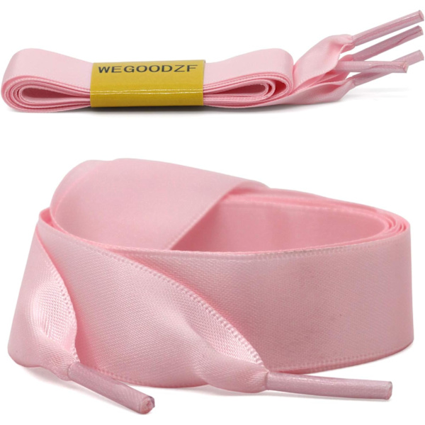 Platt satinband skosnören 2cm breda skosnören för kvinnor flickor[2 par]1m silke skosnören platt spets satinband sport små vita skor rep rosa