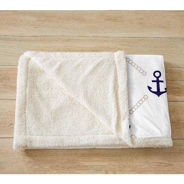 Ankkuripeitto sänkyyn sohvalle lapsille, meriaiheinen ankkuri pehmeä peitto, meriseikkailu fleece sherpa -peitto, meriteemainen muhkea peitto, parivuode 60x50in 150x125cm