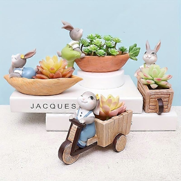Kreativ tegneserie kanin blomsterpotte beholder skrivebordsdekoration hjem stue moderne rum sukkulent plante dekoration Tricycle
