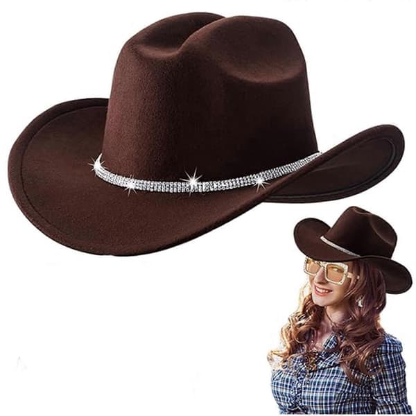 Western Akryl Cowboyhatte Justerbart Unisex Design Halloween Gave Mode Kostume Hat til Voksne Dagaktivitet Sort