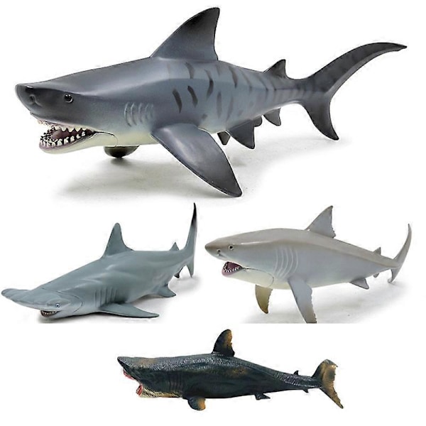 Megalodon Tigerhaj VitHaj Marin Djurdocka Samling Leksak PresentHaj Dekoration Modell Megalodon