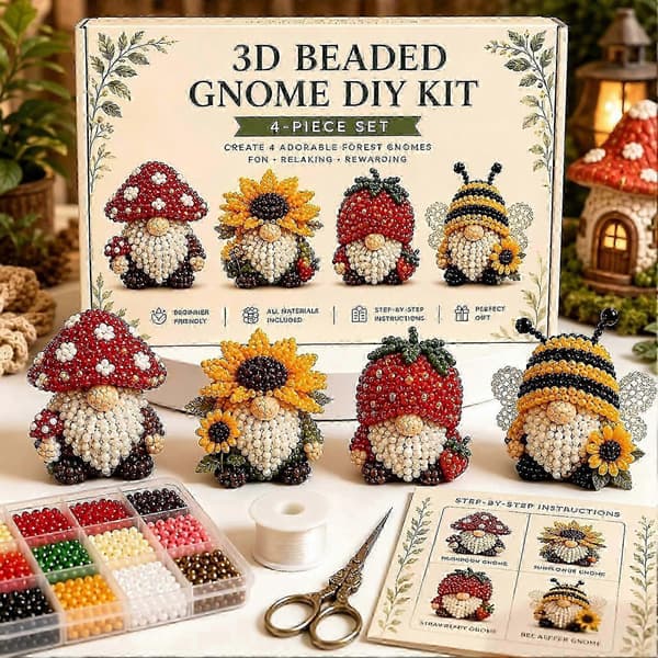 Small 3D Beaded Animal DIY Kit, Small 3D Beaded Decoration Kit, Creative 4-Pack DIY Goblin Beaded Kit