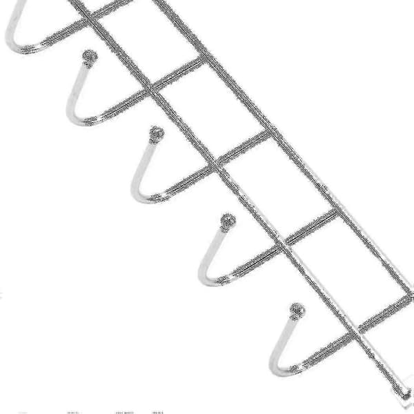 2x 5 Hooks Over Door Home Bathroom Kitchen Coat Towel Hanger Rack, silver