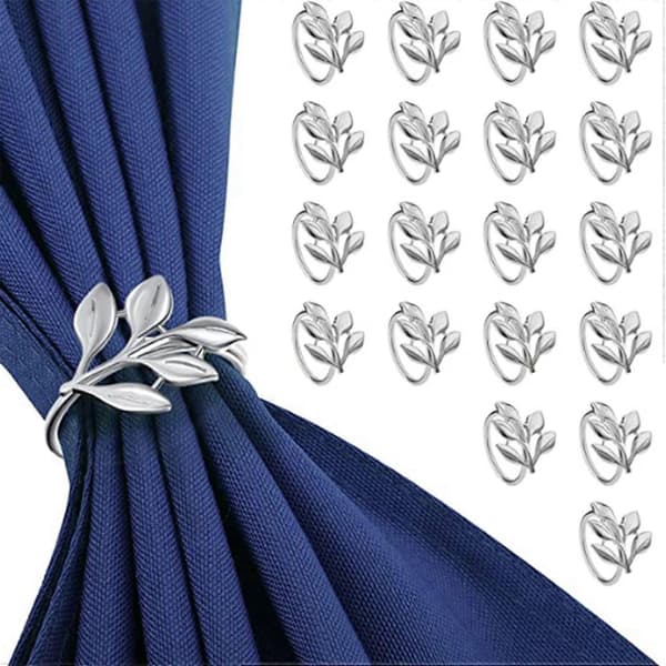 60 st silverlövservettringar - Silver servettring för bordsservetter - Högtidsservettringar Höstservettringar för fest