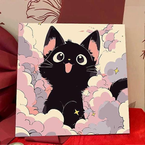 Katt DIY Digital Oljemålning Efter Nummer 20x20cm Hem Väggkonst Present