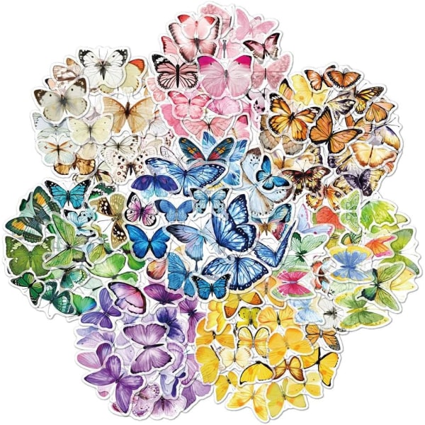 320 st fjärilsklistermärken, färgglada fjärilsvattentäta genomskinliga klistermärken för husdjur, används för broschyrer, dagböcker, anteckningsböcker, dekoration av vattenflaskor.