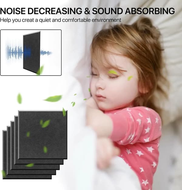 Acoustic Panel 12 Pcs Acoustic Panels Self-Adhesive, High-Density Wall Panel, 30*30cm, Black