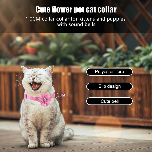 2 delar blommigt kattungehalsband | Blommig fluga hunddräkttillbehör, katthalsband Blommig fluga djurhalsband med klocka, för katter, små