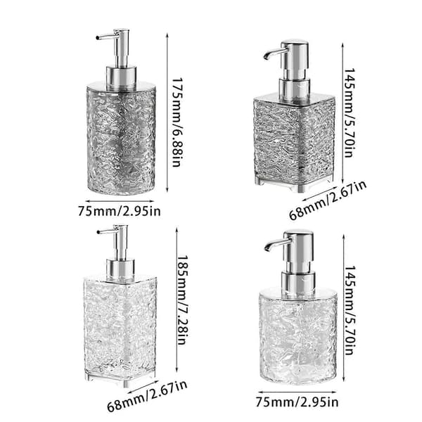 Glas sæbedispenser Skumsæbedispenser med diamantglas Genopfyldelig håndsæbedispenser Bordplade sæbedispenser Transparent grå