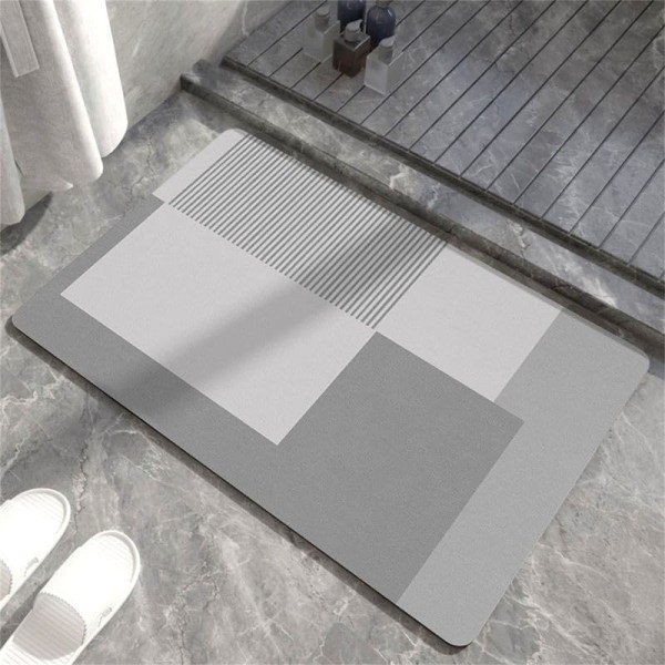 Quick-Drying Diatomite Stone Bath Mat Non-Slip Bathroom Rug Simplicity Super Absorbent Misplaced Squares Floor Mat