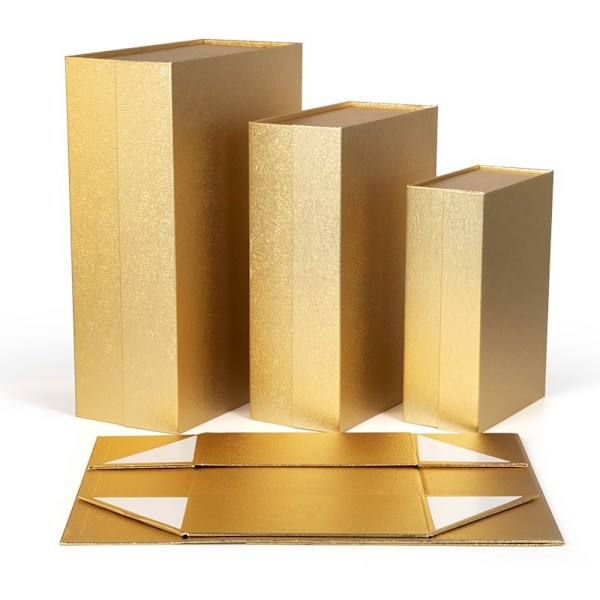 Magnetiske gaveæsker med låg (1 stk), 33x25x12 cm Store gaveæsker, holografisk sølv Luksus stærk Gold hand-kneaded lines 230x160x80mm