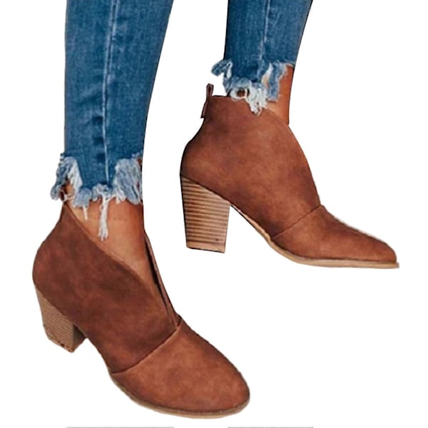 Damskor Stövlar Casual Skor Bekväma Mjuka Booties för Jeans Trenchcoat Kalvbyxor Brown 43