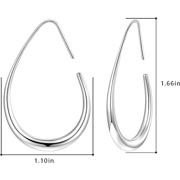 Lettvint dråpeformet ørepynt for kvinner - 14k gull/hvitgullbelagt store ovale trekk-gjennom-bøyleøredobber smykker gave til kvinner tenåringsjenter