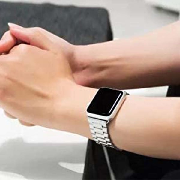 Kompatibelt Apple Watch-armband 42mm-44mm ersättning rostfritt stål metallband -42-44mm silver