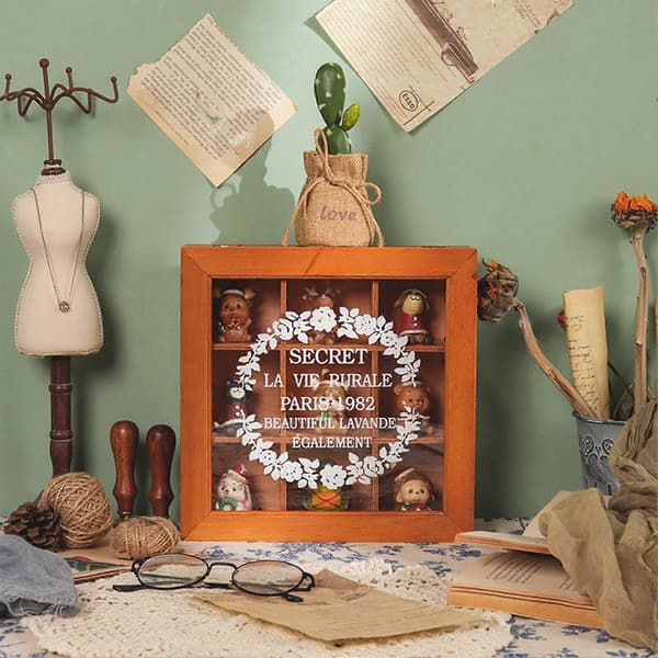 Storage Box with Multiple Compartments, Large Capacity, Wooden Storage Box, Treasure Chest for Home