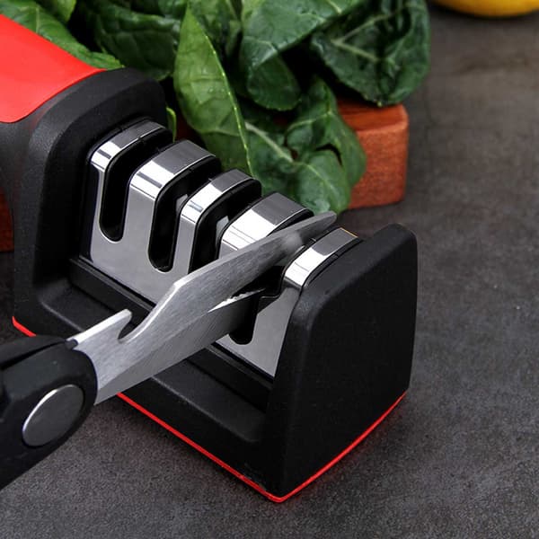 Knife Sharpener for Kitchen Knives - 4 Sharpeners Multifunction Black black
