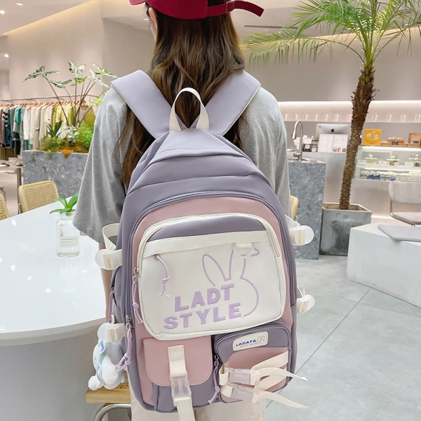 Ryggsäck lätt skolväska skolväska vattentät gymnasieelev ryggsäck tonåring-Blå rosa