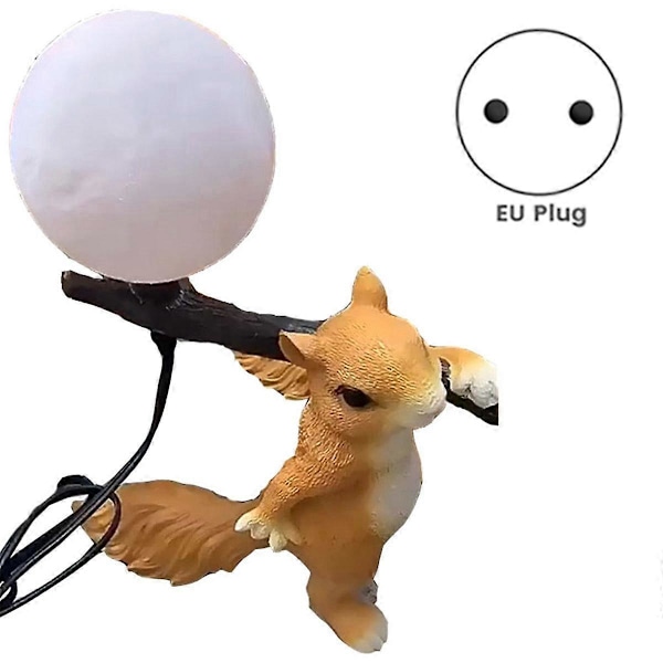 Resin Ekorn Mini LED Nattlys Barnerom Bordlampe Dyr Ekorn Skrivebordslampe Nattbordslampe La