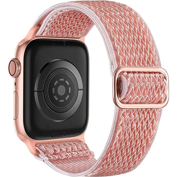 Elastic Bands Compatible with Apple Watch Bands,Stretchy Solo Loop Soft Nylon Strap Replacement Band for Women Men/A Pink/Size:49mm