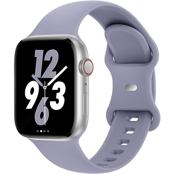 Band kompatibla med Apple Watch 42 mm 44 mm 45 mm 49 mm, ersättningsarmband för sporttillbehör i mjuk silikon för kvinnor män（lavendelgrå）