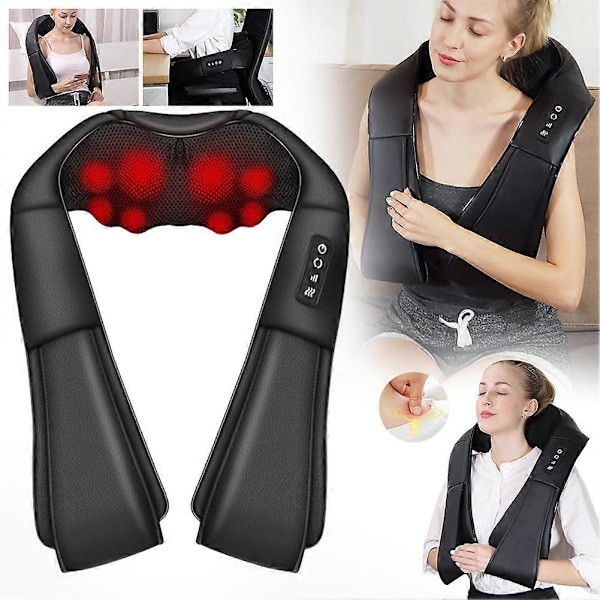 Shiatsu-Nack- och Ryggmassager Elektrisk Djupvävnadsmassage 4D Knådande Massageanordning för Kvinnor Män EU plug