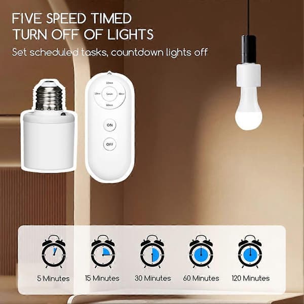 E27 Remote Control Light Holder Smart Wireless Lamp Holder with Timer (15/30/60/120min)