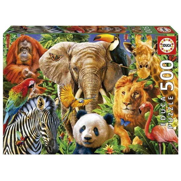 Educa Wild Animal Collage Pussel 500 bitar multifärg multicolor
