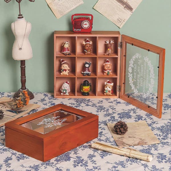 Storage Box with Multiple Compartments, Large Capacity, Wooden Storage Box, Treasure Chest for Home