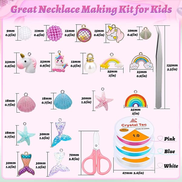 DIY Bead Set Unicorn Charm Set for Children and Jewelry Lovers