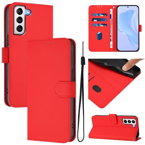 Samsung Galaxy S21 Solid Farve Lædercover med Snor